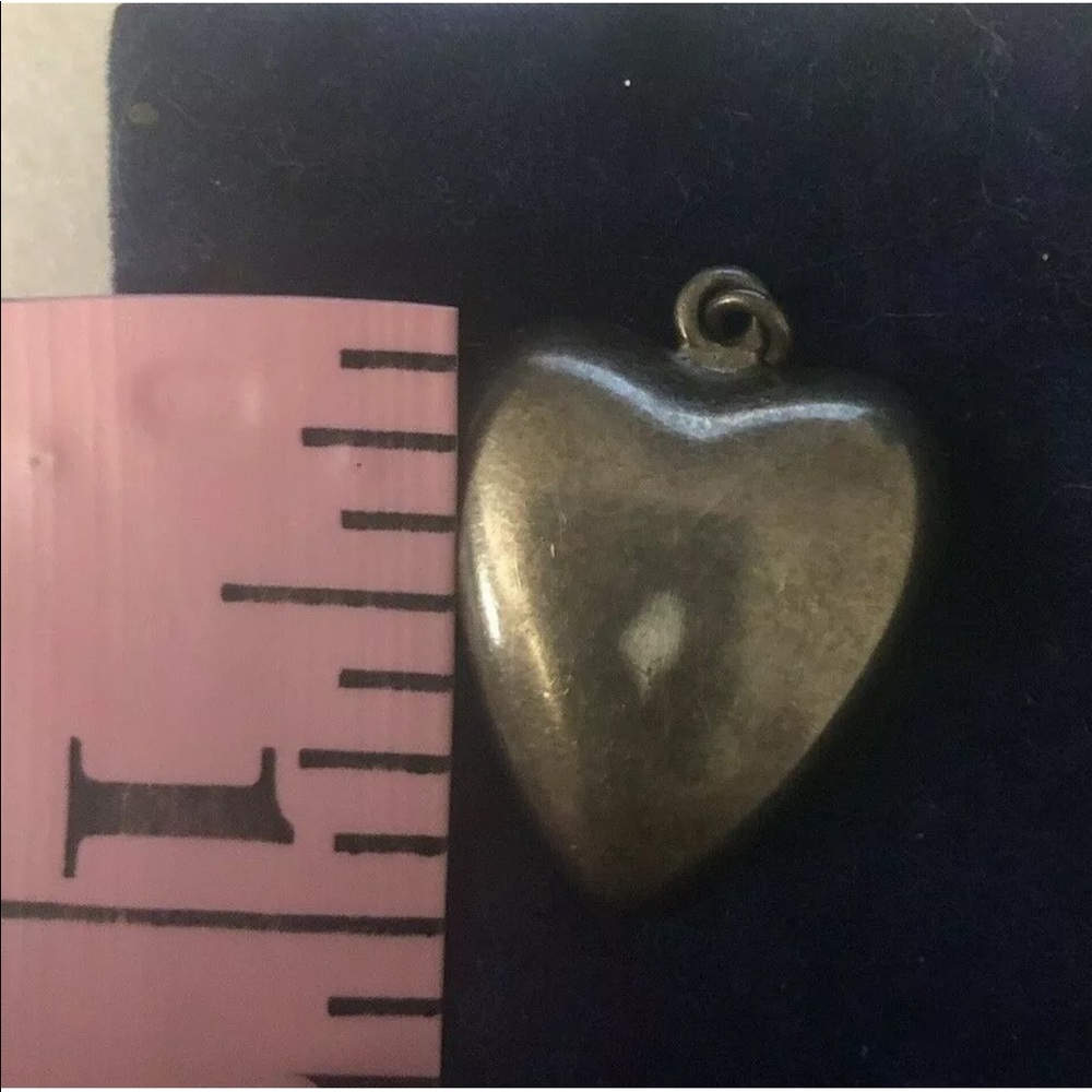 Vintage Authentic Solid Silver Heart Shaped Charm - image 3